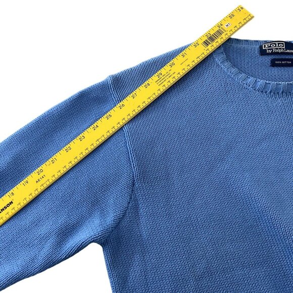 Polo Ralph Lauren Men L Crewneck Knit Sweater Green Pony Royal Blue Quiet Luxury - Picture 13 of 16